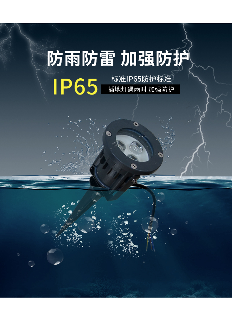 防水led地插燈 插地燈 草坪綠化投光燈 大功率 投射燈 花園燈3w(圖2)