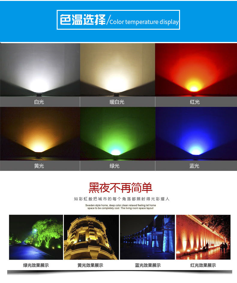 led插地?zé)?草坪燈 照樹燈 景觀led室外射燈 投光燈 防水小射燈3w(圖5)
