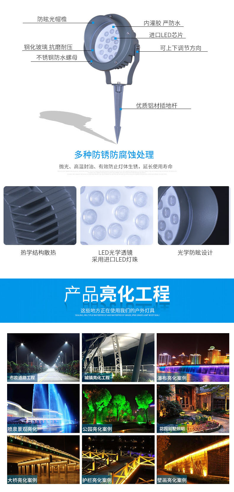 led插地?zé)?草坪燈 照樹燈 景觀led室外射燈 投光燈 防水小射燈3w(圖3)